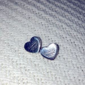 Coach Sterling Silver Heart Post Earrings